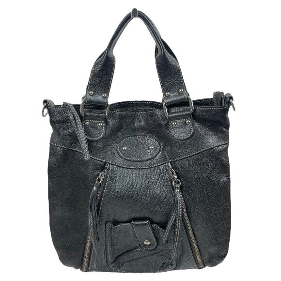 Renato Minelli Metallic Tote Bag Crossbody Bag Convertible Black - Picture 1 of 11